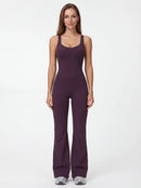 Crossback Flare Yoga Jumpsuit for Women - Sleeveless Wide-Leg Fitness Suit