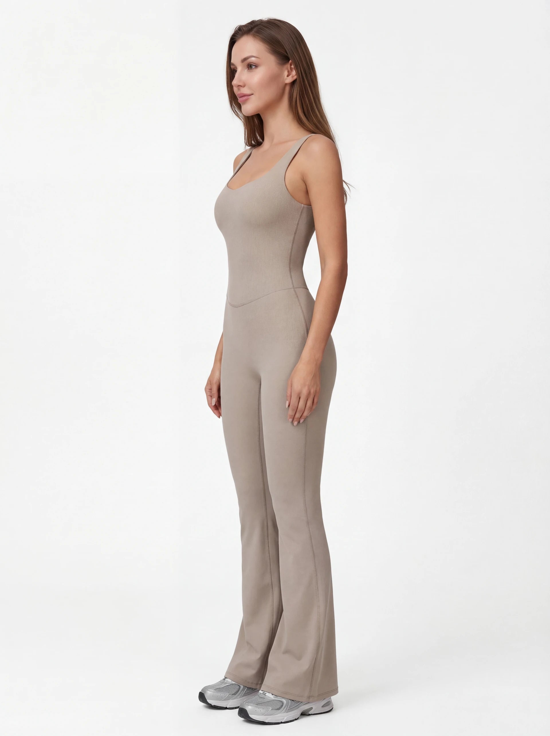 Crossback Flare Yoga Jumpsuit for Women - Sleeveless Wide-Leg Fitness Suit