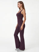 Crossback Flare Yoga Jumpsuit for Women - Sleeveless Wide-Leg Fitness Suit