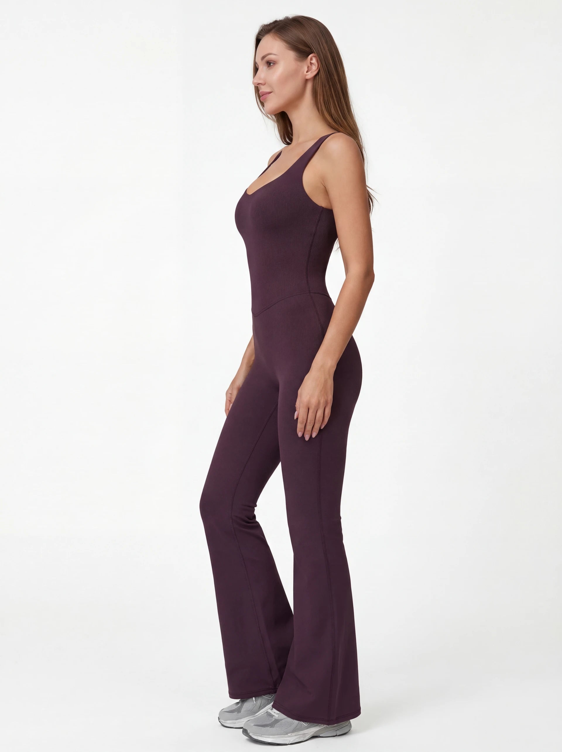 Crossback Flare Yoga Jumpsuit for Women - Sleeveless Wide-Leg Fitness Suit