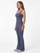Crossback Flare Yoga Jumpsuit for Women - Sleeveless Wide-Leg Fitness Suit