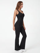 Crossback Flare Yoga Jumpsuit for Women - Sleeveless Wide-Leg Fitness Suit