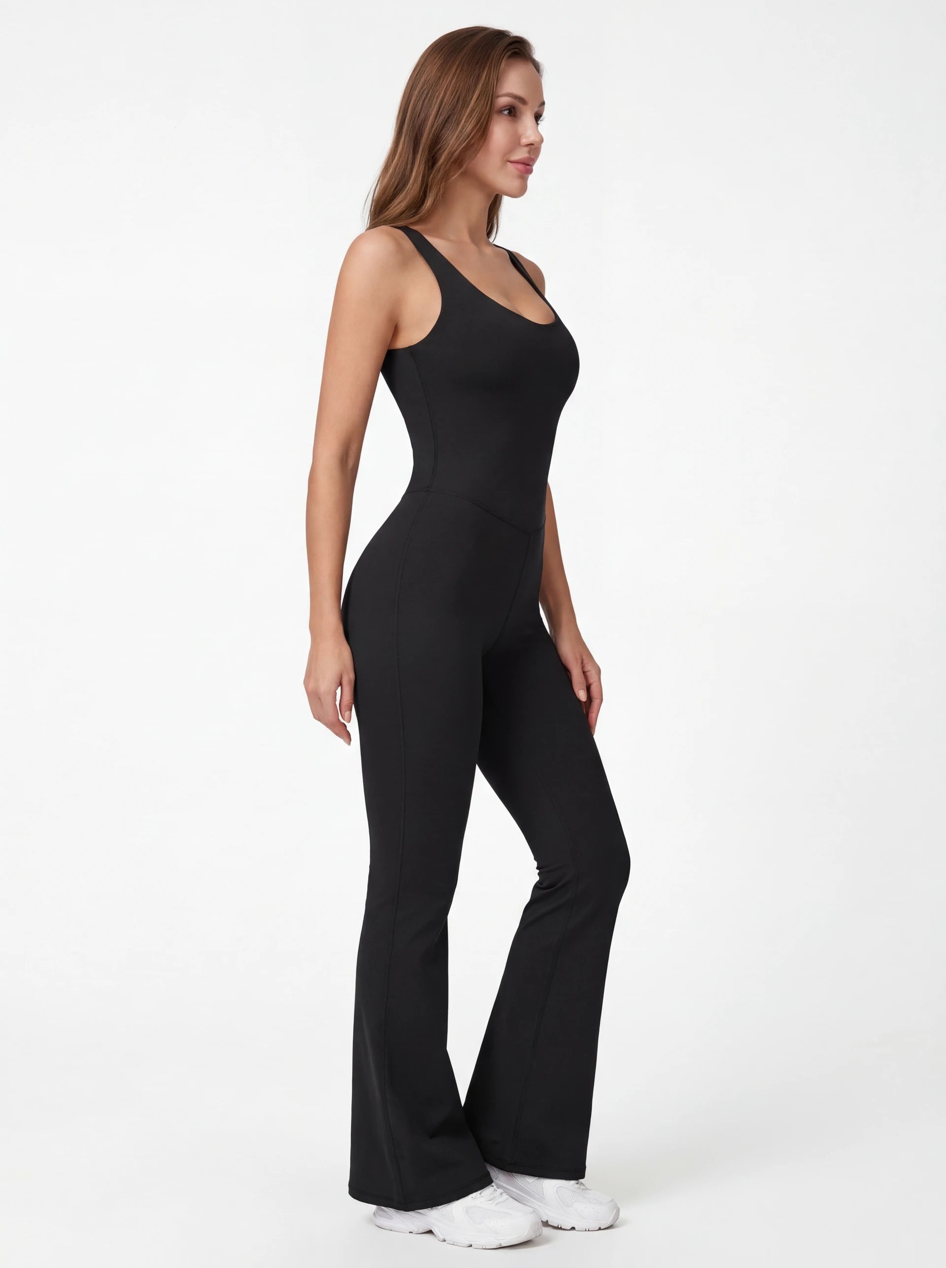 Crossback Flare Yoga Jumpsuit for Women - Sleeveless Wide-Leg Fitness Suit