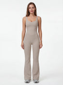 Crossback Flare Yoga Jumpsuit for Women - Sleeveless Wide-Leg Fitness Suit
