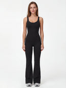 Crossback Flare Yoga Jumpsuit for Women - Sleeveless Wide-Leg Fitness Suit
