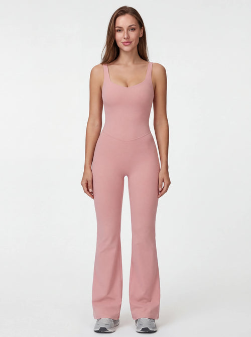 Crossback Flare Yoga Jumpsuit for Women - Sleeveless Wide-Leg Fitness Suit