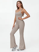 Crossback Flare Yoga Jumpsuit for Women - Sleeveless Wide-Leg Fitness Suit