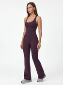 Crossback Flare Yoga Jumpsuit for Women - Sleeveless Wide-Leg Fitness Suit