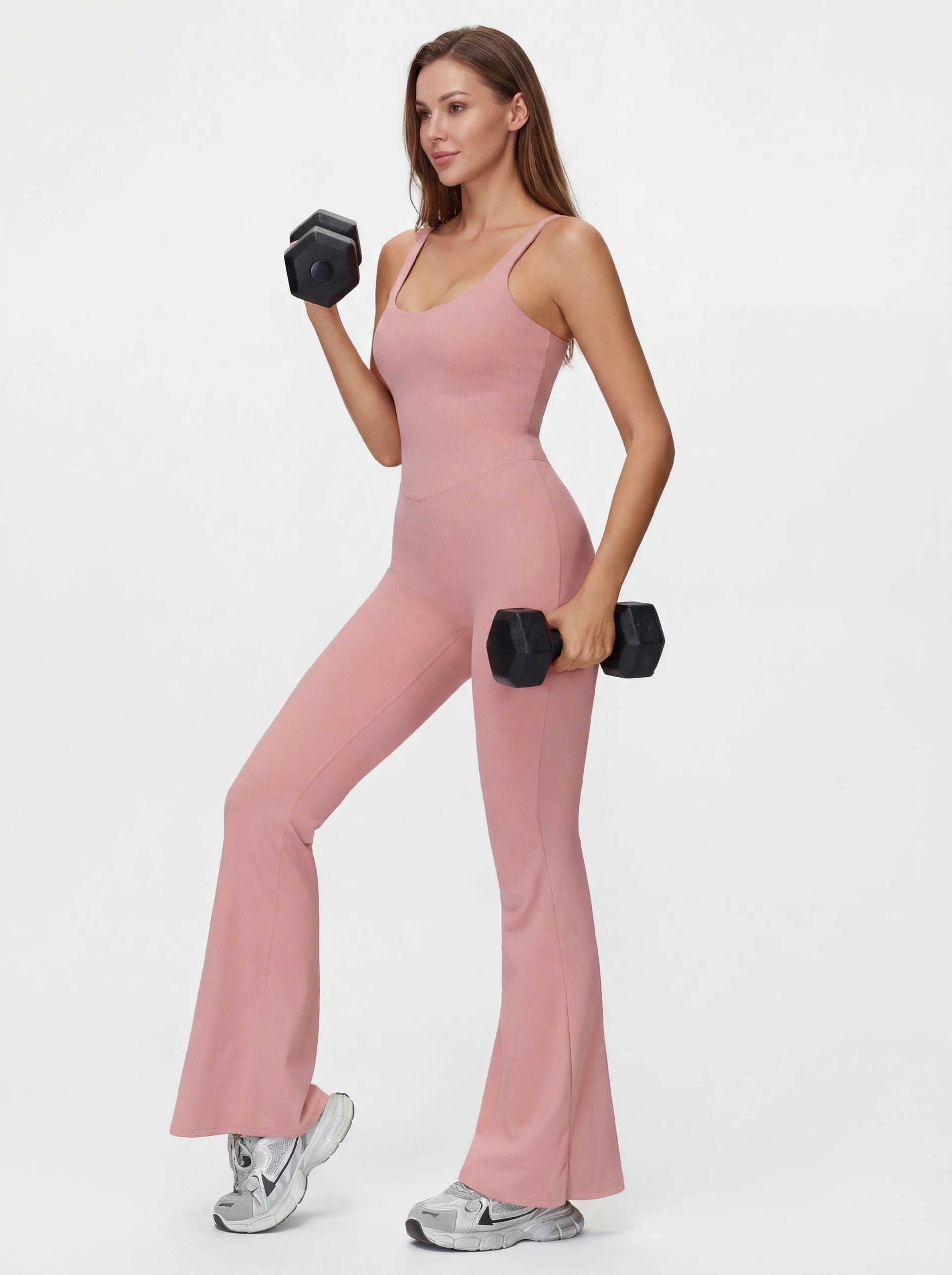 Crossback Flare Yoga Jumpsuit for Women - Sleeveless Wide-Leg Fitness Suit