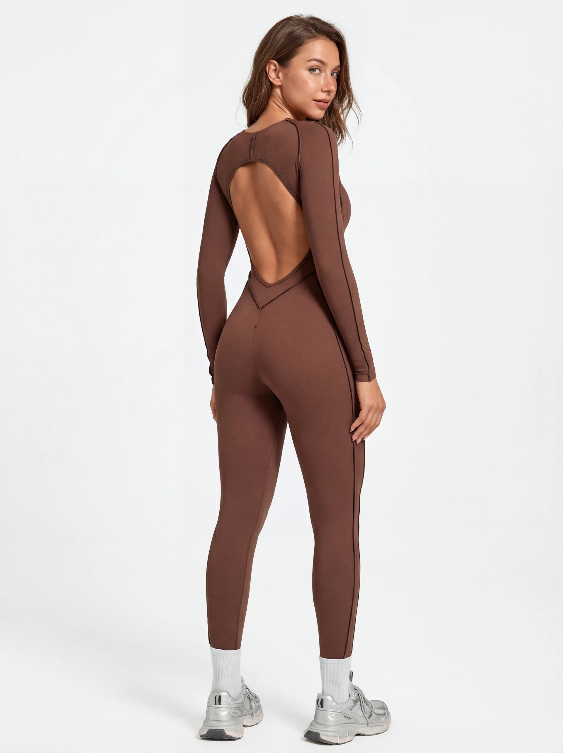 Long-Sleeve One-Piece Workout Jumpsuit for Women
