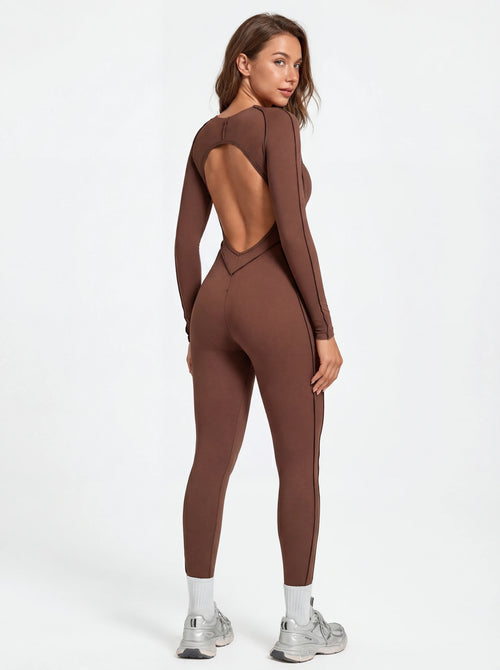 Long-Sleeve One-Piece Workout Jumpsuit for Women