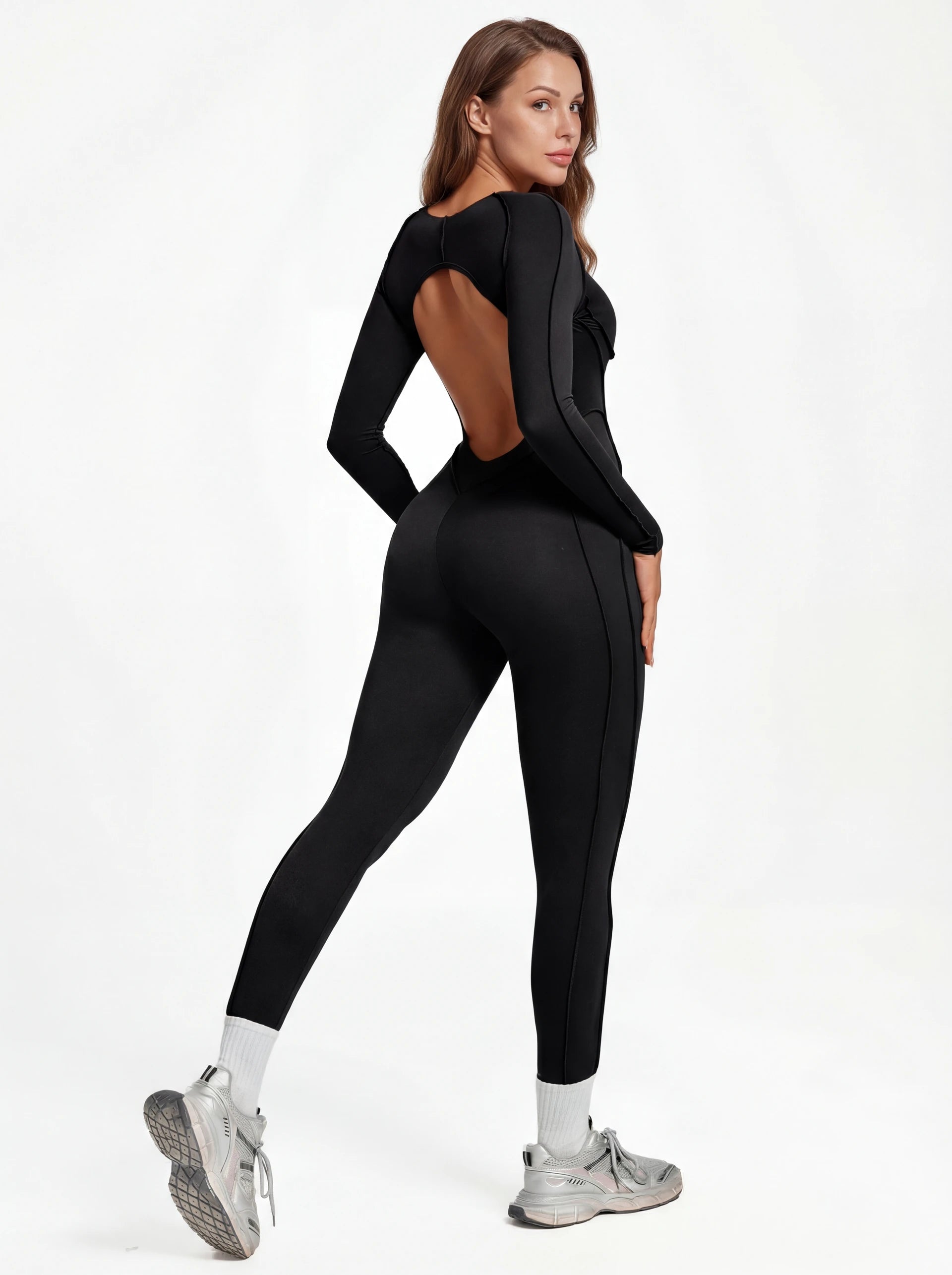 Long-Sleeve One-Piece Workout Jumpsuit for Women