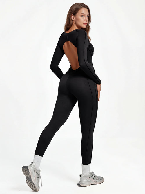 Long-Sleeve One-Piece Workout Jumpsuit for Women