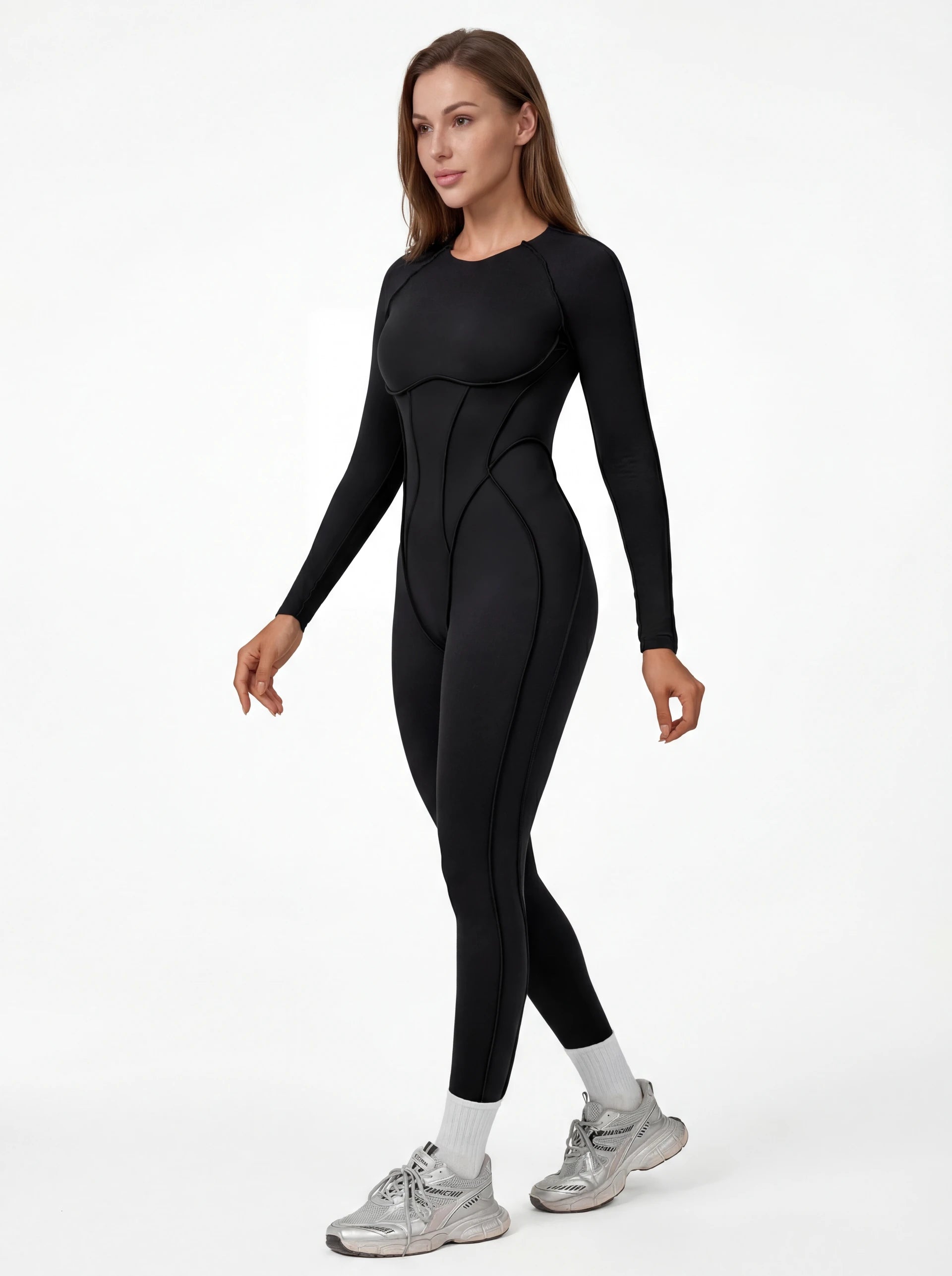 Long-Sleeve One-Piece Workout Jumpsuit for Women