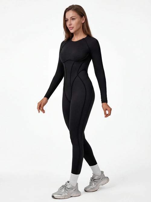 Long-Sleeve One-Piece Workout Jumpsuit for Women
