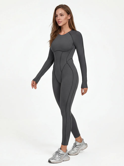 Long-Sleeve One-Piece Workout Jumpsuit for Women