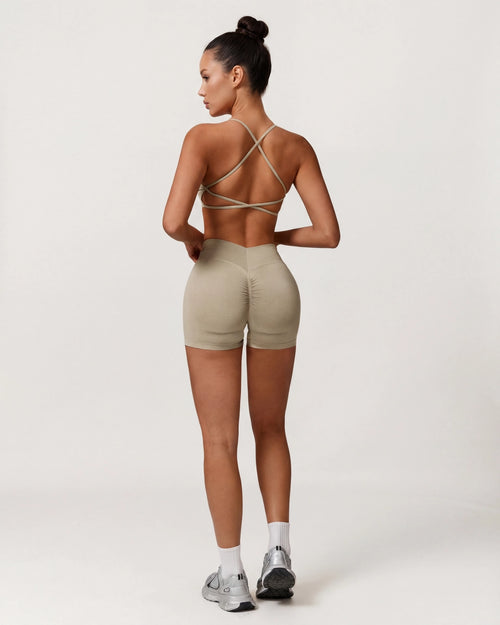 Strappy Back Sports Bra for Women - Seamless Quick-Dry Workout Bra