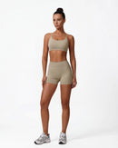 Strappy Back Sports Bra for Women - Seamless Quick-Dry Workout Bra