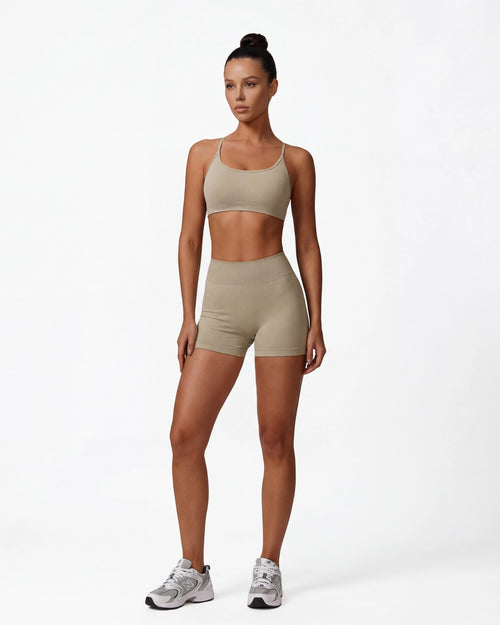 Strappy Back Sports Bra for Women - Seamless Quick-Dry Workout Bra