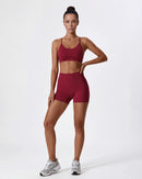 Strappy Back Sports Bra for Women - Seamless Quick-Dry Workout Bra