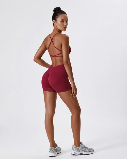 Strappy Back Sports Bra for Women - Seamless Quick-Dry Workout Bra