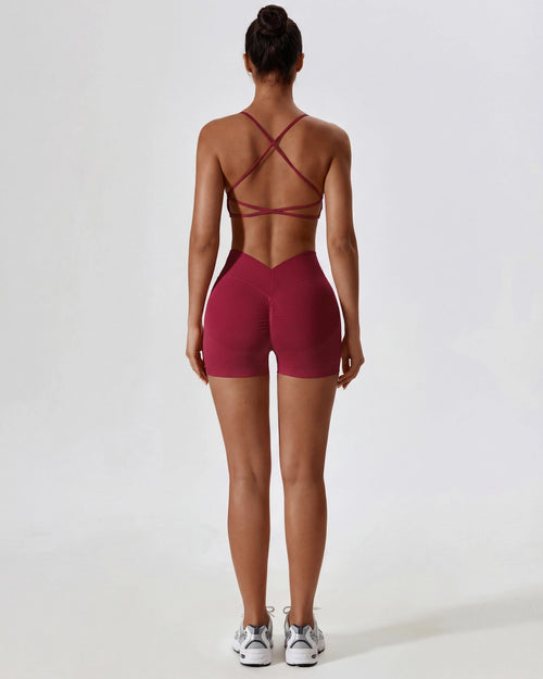 Strappy Back Sports Bra for Women - Seamless Quick-Dry Workout Bra