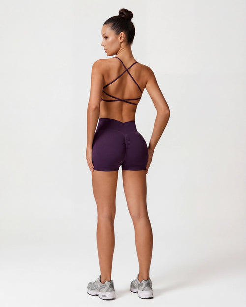 Strappy Back Sports Bra for Women - Seamless Quick-Dry Workout Bra