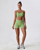 Strappy Back Sports Bra for Women - Seamless Quick-Dry Workout Bra