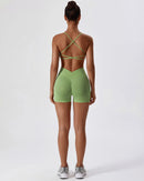 Strappy Back Sports Bra for Women - Seamless Quick-Dry Workout Bra