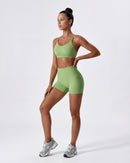 Strappy Back Sports Bra for Women - Seamless Quick-Dry Workout Bra