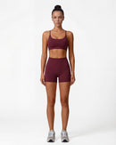 Strappy Back Sports Bra for Women - Seamless Quick-Dry Workout Bra