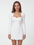 Scallop Hem Athletic Dress for Women — Long Sleeve Fitted Tennis Yoga Dress