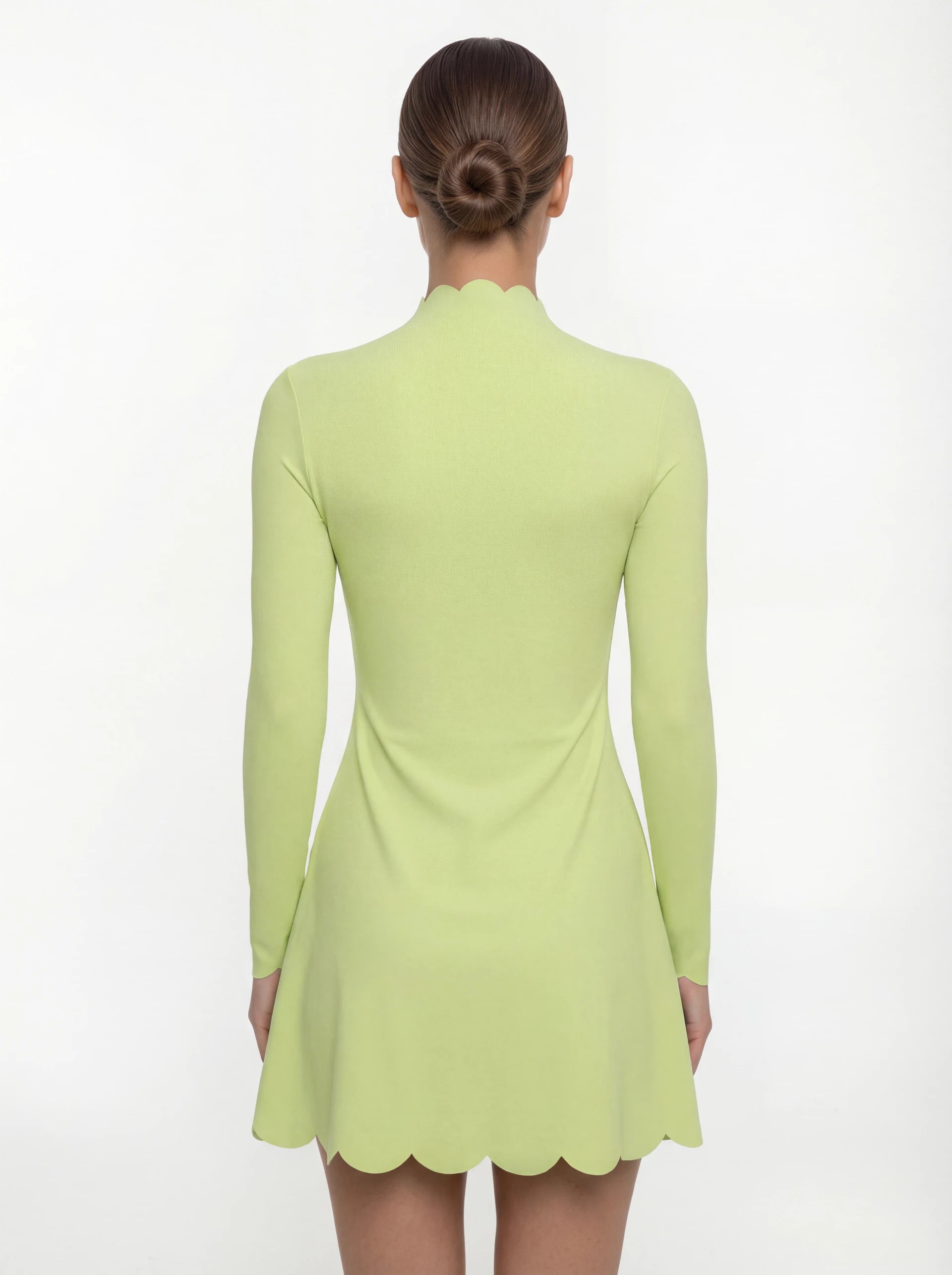 Scallop Hem Athletic Dress for Women — Long Sleeve Fitted Tennis Yoga Dress