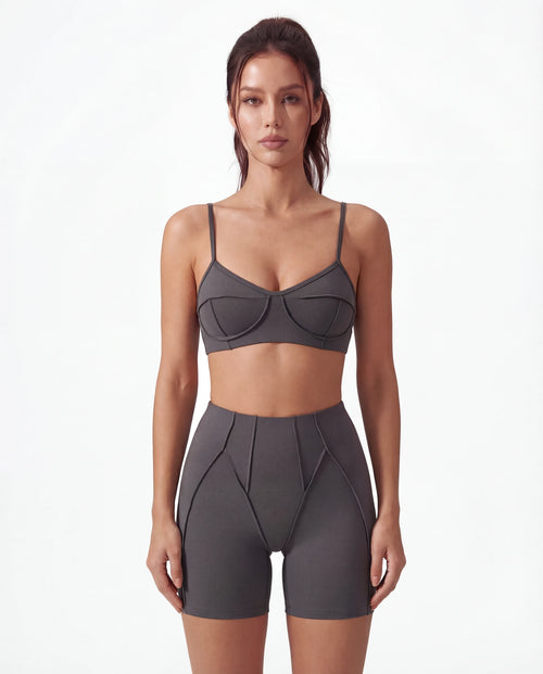 Seamless Matching Workout Set — Sculpting Bra Top & Bike Shorts
