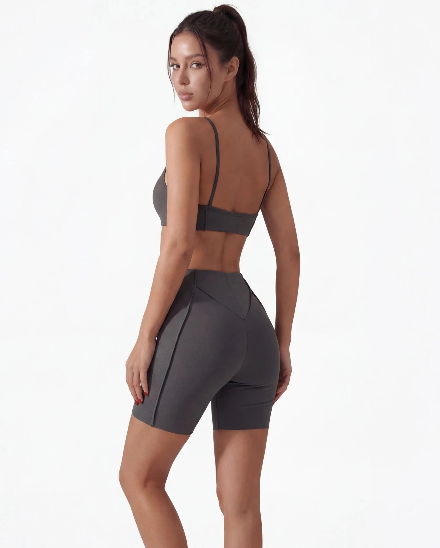 Seamless Matching Workout Set — Sculpting Bra Top & Bike Shorts