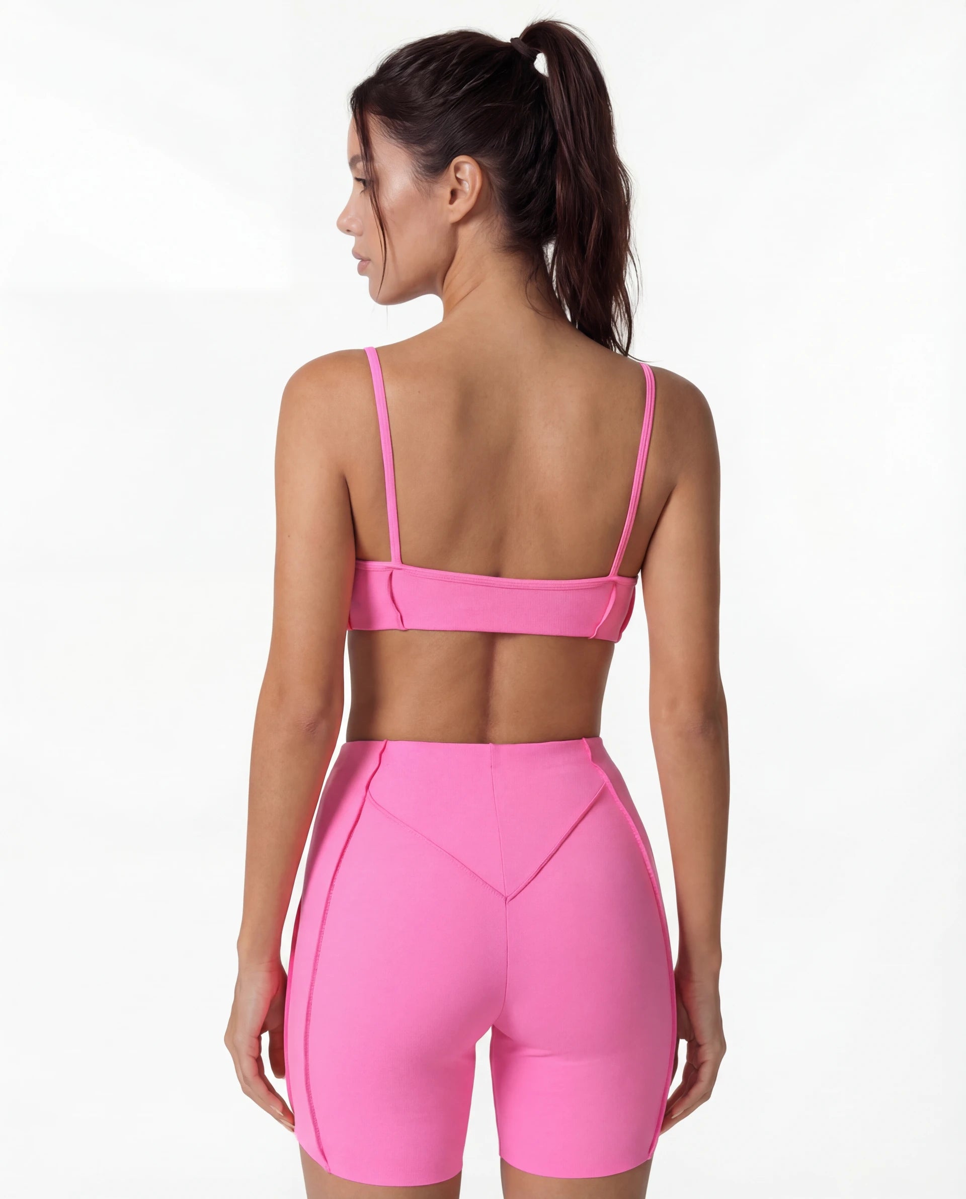 Seamless Matching Workout Set — Sculpting Bra Top & Bike Shorts