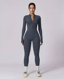 Long-Sleeve Zip-Up Yoga Bodysuit for Women