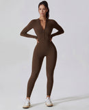 Long-Sleeve Zip-Up Yoga Bodysuit for Women