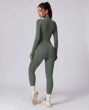 Long-Sleeve Zip-Up Yoga Bodysuit for Women