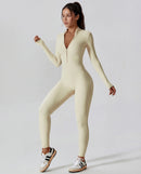 Long-Sleeve Zip-Up Yoga Bodysuit for Women