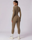 Long-Sleeve Zip-Up Yoga Bodysuit for Women