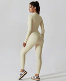 Long-Sleeve Zip-Up Yoga Bodysuit for Women