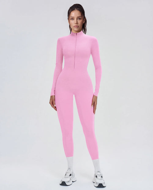 Long-Sleeve Zip-Up Yoga Bodysuit for Women
