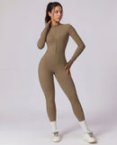 Long-Sleeve Zip-Up Yoga Bodysuit for Women