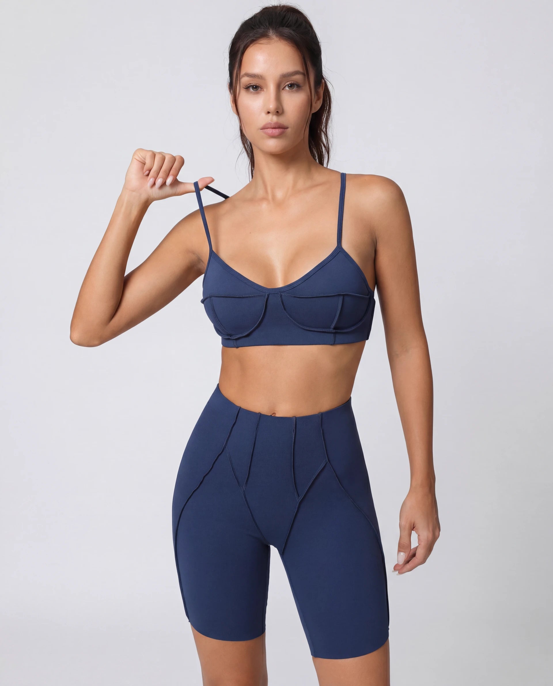 Seamless Matching Workout Set — Sculpting Bra Top & Bike Shorts