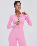 Long-Sleeve Zip-Up Yoga Bodysuit for Women