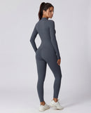 Long-Sleeve Zip-Up Yoga Bodysuit for Women
