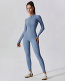 Long-Sleeve Zip-Up Yoga Bodysuit for Women
