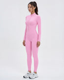 Long-Sleeve Zip-Up Yoga Bodysuit for Women