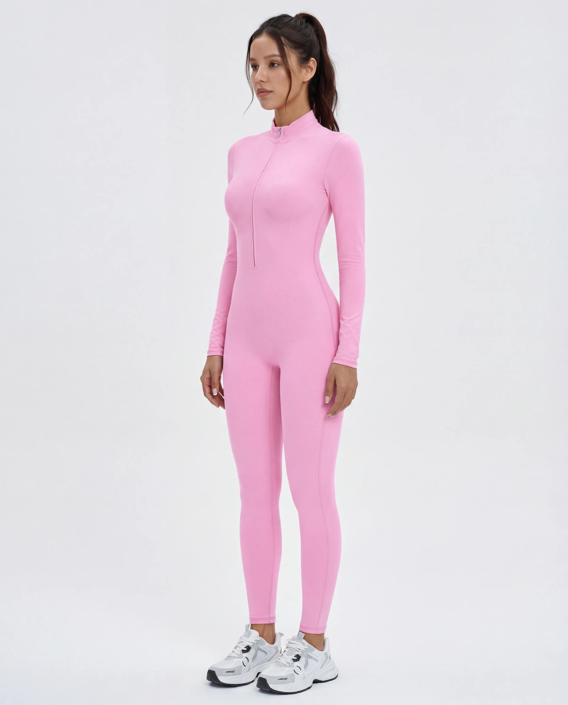 Long-Sleeve Zip-Up Yoga Bodysuit for Women